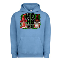Pigment Pebble Blue Ho Ho Ho Christmas Gnomes Urban Hoodie - FaDigitalArtStudio
