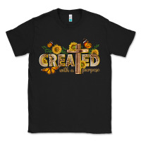 Black created with a purpose with sunflower and butterfl Classic Tee - NancyCooperArtShop