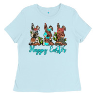 Happy Easter Leopard Cowhide Turquoise Cactus Bunny's Ladies Tee | Teevron