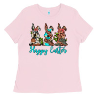 Bubblegum Pink happy easter leopard cowhide turquoise cactus bunny's Ladies Tee - JahusDesignShop