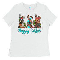 White happy easter leopard cowhide turquoise cactus bunny's Ladies Tee - JahusDesignShop