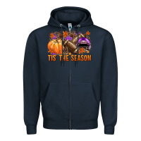 Navy Tis' the season Football purple helmet Zipper Hoodie - NancyCooperArtShop