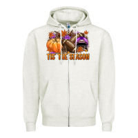 Oatmeal Heather Tis' the season Football purple helmet Zipper Hoodie - NancyCooperArtShop