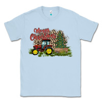 Dusty Blue merry Christmas tractor tree Classic Tee - CowhideDigitalArt