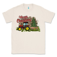 Natural merry Christmas tractor tree Classic Tee - CowhideDigitalArt