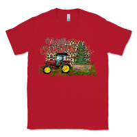 Red merry Christmas tractor tree Classic Tee - CowhideDigitalArt
