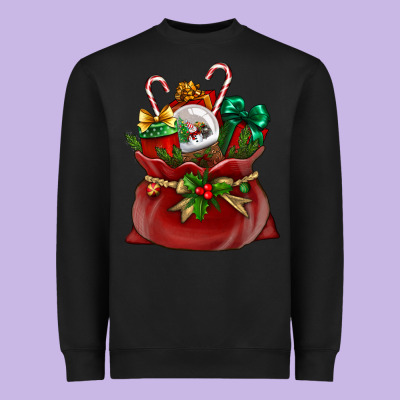 Christmas Santa Claus Bag Heavyweight Sweatshirt Designed By Bundleandbundleshop