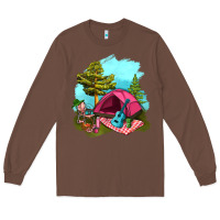 Glamping Camp And Pink Tent Long Sleeve Tee | Teevron