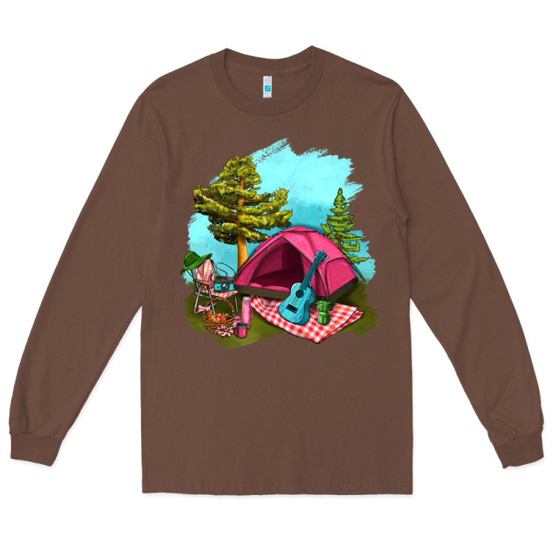 Glamping Camp And Pink Tent Long Sleeve Tee by BundleAndBundleShop | Teevron