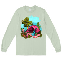 Matcha Glamping Camp And Pink Tent Long Sleeve Tee - BundleAndBundleShop