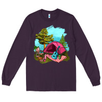 Plum Glamping Camp And Pink Tent Long Sleeve Tee - BundleAndBundleShop