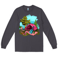 Smoke Glamping Camp And Pink Tent Long Sleeve Tee - BundleAndBundleShop