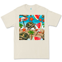 Bone tortoise watermelon beach seamless pattern Premium Tee - BundleAndBundleShop