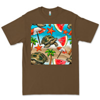 Cacao tortoise watermelon beach seamless pattern Premium Tee - BundleAndBundleShop