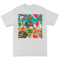 Dove Grey tortoise watermelon beach seamless pattern Premium Tee - BundleAndBundleShop