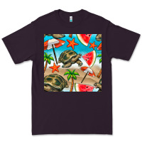 Plum tortoise watermelon beach seamless pattern Premium Tee - BundleAndBundleShop