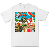 White tortoise watermelon beach seamless pattern Premium Tee - BundleAndBundleShop