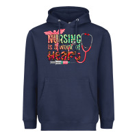 Navy Nursing is a work of heart Heavyweight Hoodie - CowGirlArtShop