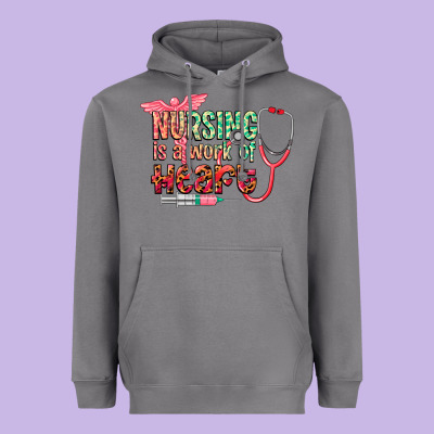 Nursing Is A Work Of Heart Heavyweight Hoodie Designed By Cowgirlartshop