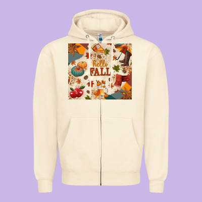 Hello Fall Zipper Hoodie Designed By Texasbilliewilder