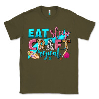Army Green eat sleep craft repeat Classic Tee - NancyCooperArtShop