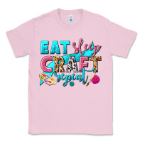 Bubblegum Pink eat sleep craft repeat Classic Tee - NancyCooperArtShop
