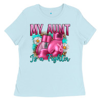 Baby Blue Breast Cancer My Aunt İs A Fighter Ladies Tee - Artiststas