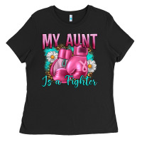 Black Breast Cancer My Aunt İs A Fighter Ladies Tee - Artiststas
