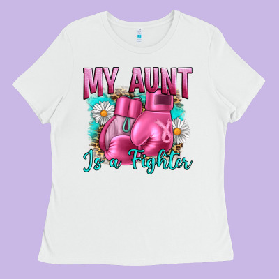 Breast Cancer My Aunt İs A Fighter Ladies Tee Designed By Artiststas