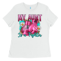 White Breast Cancer My Aunt İs A Fighter Ladies Tee - Artiststas