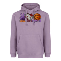 Lavender peace love basketball Heavyweight Hoodie - HowdyJamesFarm