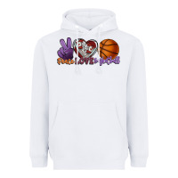 White peace love basketball Heavyweight Hoodie - HowdyJamesFarm