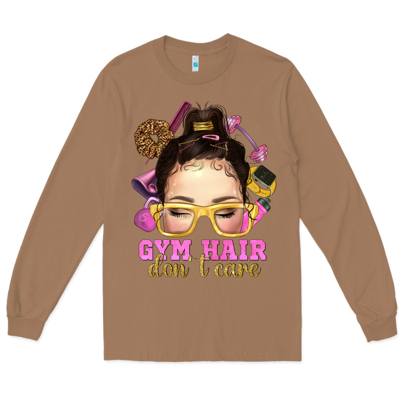 Messy Bun Gym Hair Don't Care Bbs Long Sleeve Tee by BundleAndBundleShop | Teevron