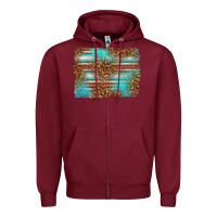 Burgundy Serape and Leopard Background Zipper Hoodie - texasbilliewilder