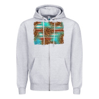 Heather Grey Serape and Leopard Background Zipper Hoodie - texasbilliewilder