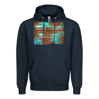 Navy Serape and Leopard Background Zipper Hoodie - texasbilliewilder
