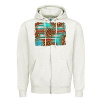 Oatmeal Heather Serape and Leopard Background Zipper Hoodie - texasbilliewilder