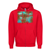 Red Serape and Leopard Background Zipper Hoodie - texasbilliewilder