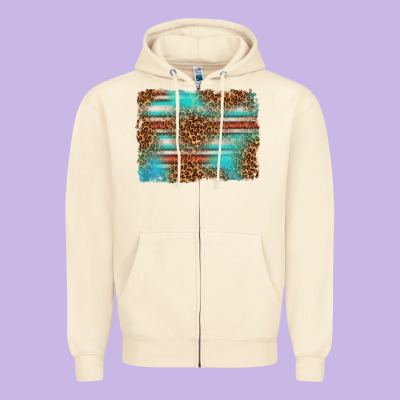 Serape And Leopard Background Zipper Hoodie Designed By Texasbilliewilder