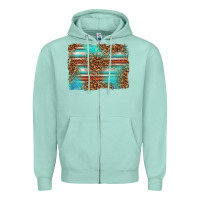 Seafoam Serape and Leopard Background Zipper Hoodie - texasbilliewilder