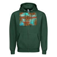 Sports Green Serape and Leopard Background Zipper Hoodie - texasbilliewilder