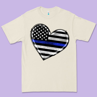 American Thin Blue Line Flag Premium Tee Designed By Artiststas