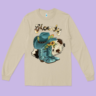 Howdy Long Sleeve Tee Designed By Jahusdesignshop
