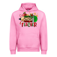 Fuchsia Pink Christmas Teacher Pencil Urban Hoodie - FaDigitalArtStudio