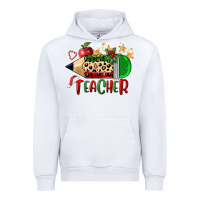 White Christmas Teacher Pencil Urban Hoodie - FaDigitalArtStudio