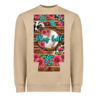 Mushroom Play Ball Baseball With Pink Flowers 12 Oz Slim Can Cooler Heavyweight Sweatshirt - BundleAndBundleShop