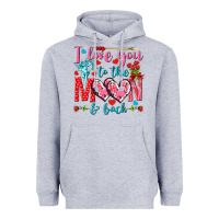 Heather Grey I love you to the moon and back Valentine's Day Heavyweight Hoodie - HowdyJamesFarm