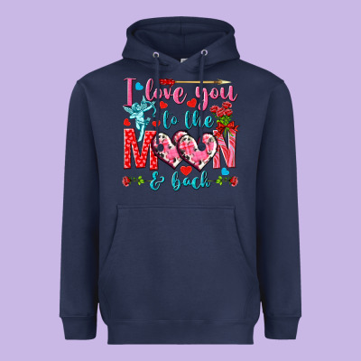 I Love You To The Moon And Back Valentine's Day Heavyweight Hoodie Designed By Howdyjamesfarm