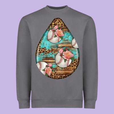 American Football And Western Roses Teardrop Heavyweight Sweatshirt Designed By Bundleandbundleshop