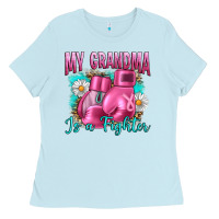Baby Blue Breast Cancer My Grandma Is A Fighter Ladies Tee - Artiststas